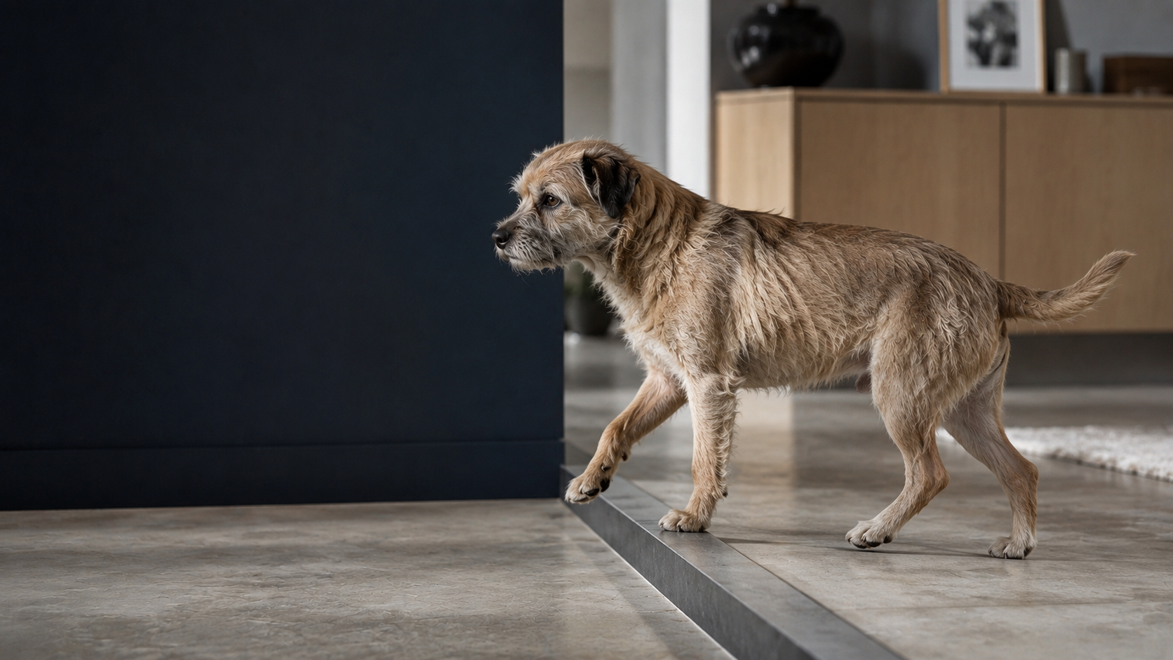 Cão em movimento cotidiano para dor e mobilidade