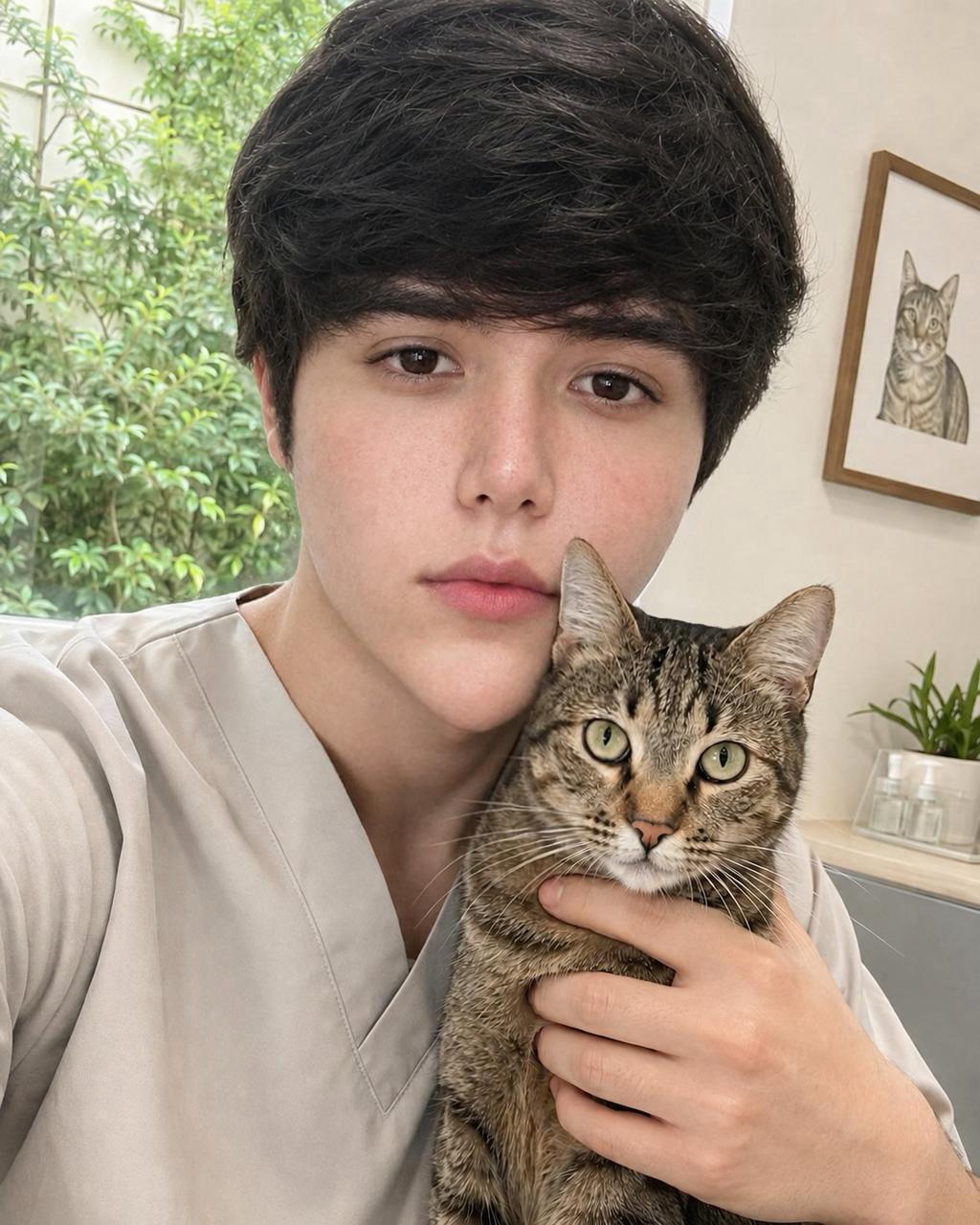 Dr. Arthur Saulo segurando um gato